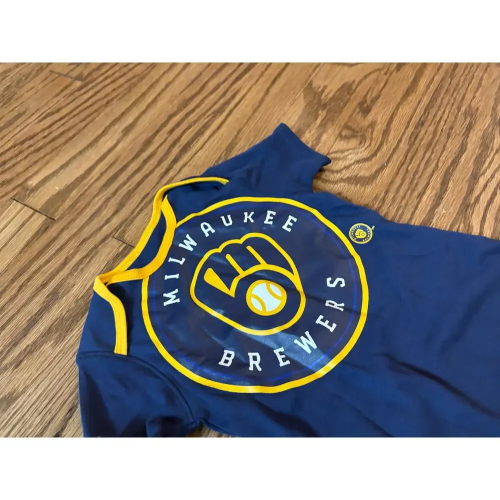MLB‎ Milwaukee Brewers Baby Boys' White 2pk Bodysuits Blue Yellow 24M